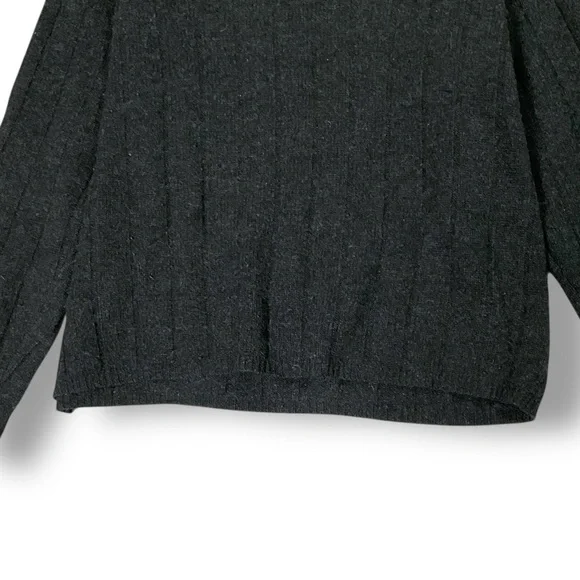 J. Crew Men’s Lambswool Sweater Sz XL Cable Knit V Neck Charcoal Gray - Picture 3 of 10